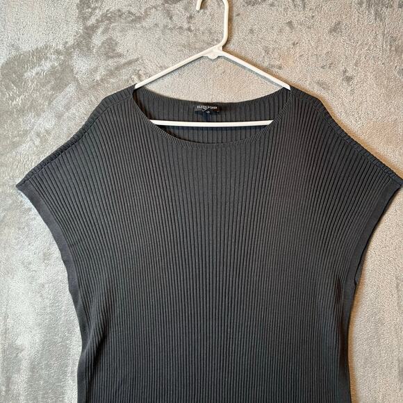 Eileen Fisher Ribbed Sweater Dress Tencel Boat Neck Cap Sleeve Pullover Gray 3X - Picture 2 of 7